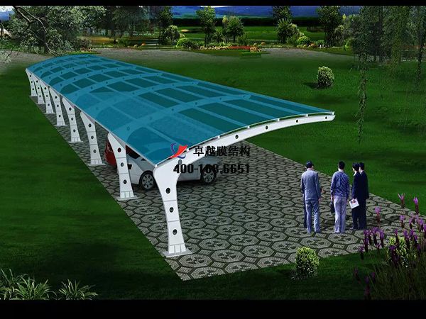  張掖<font color='red'>膜結(jié)構(gòu)車棚</font>【張掖城市投資發(fā)展集團有限公司-停車棚】設計施工案例