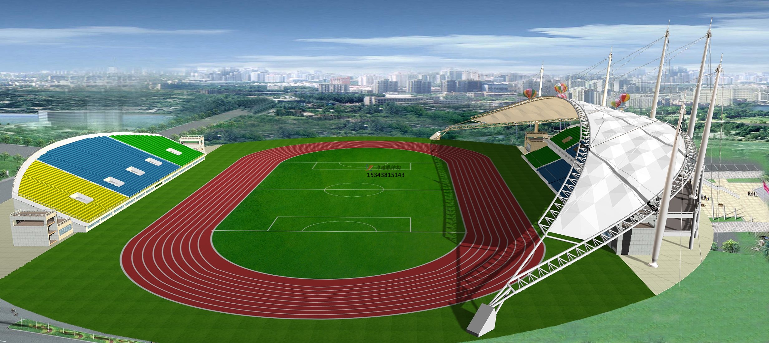 鶴壁淇縣體育公園膜結(jié)構(gòu)【看臺(tái)雨棚】門球場案例